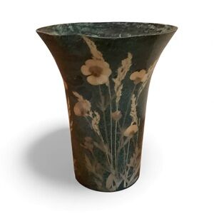 Vintage Amberleaf green metal vase